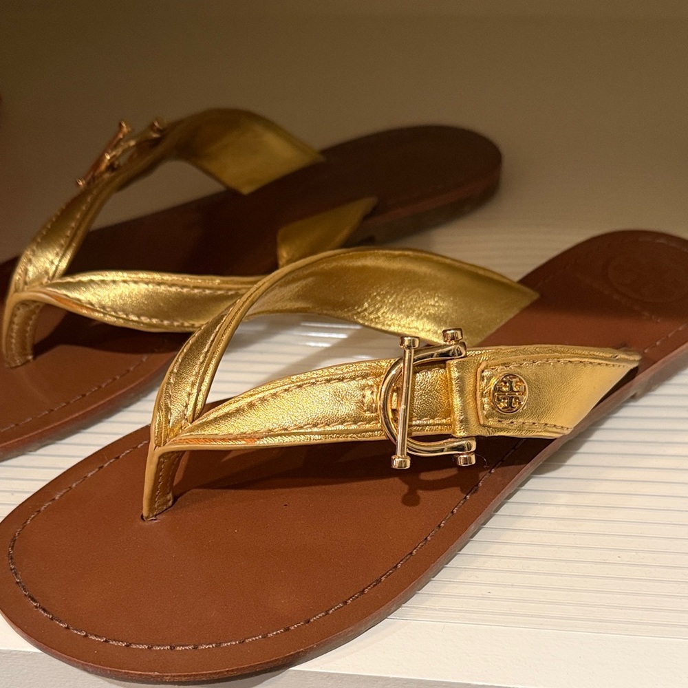 Tory Burch Gold and Brown Sandals - Picture 3 of 3